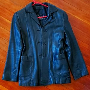 black leather jacket